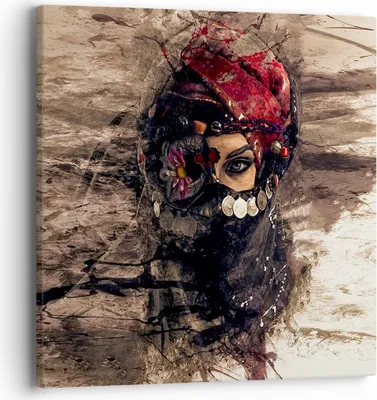 Produktbild von Bild auf Leinwand - Leinwandbild - Frau Folklore - 40x40cm - Wand Bild - Wanddeko - Wandbilder - Leinwanddruck - Bilder - Kunstdruck - Wanddekoration - Leinwand bilder - Wandkunst - AC40x40-3858