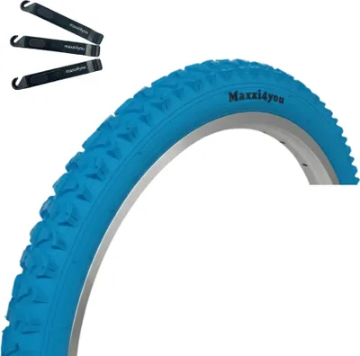Zdjęcie produktu dla Maxxi4you 1 x opona rowerowa HY-A109 w kolorze niebieskim 57-559 (26" x 2,125) wraz z łyżką do opon maxxi4you