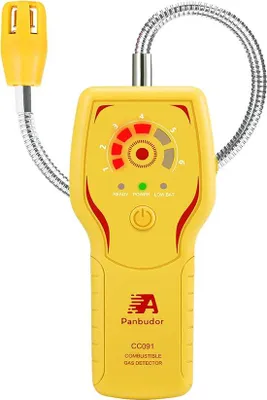 Image de Détecteur de gaz inflammables ; méthane, propane, GPL, GNL ; portable, avec sonde de détection flexible et indicateur d'alarme sonore et lumineux