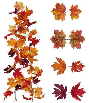 Image de Guirlande d'automne avec 72 feuilles artificielles, longueur 175 cm, multicolore