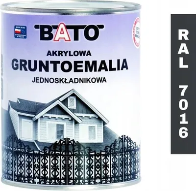 Zdjęcie produktu dla Gruntoemalia akrylowa jednoskładnikowa farba BATO RAL 7016 ANTRACYT 0,8L
