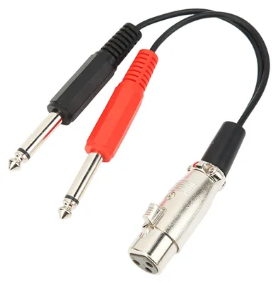 Obrázok produktu pre Zvukový rozbočovací kábel XLR samec na XLR samica Dvojitý mikrofónový konvertor XLR samec na dvojitý 6,35 mm samec 7,9 palca