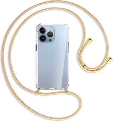 Produktbild von Handykette Backcover-Schutzhülle mit Band (Metall goldfarben) für Apple iPhone 13 Pro Max - Goldkordel