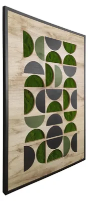 Immagine prodotto di STYLER, quadro decorativo da parete, 70x100 cm, motivo geometrico verde, decorazione murale con muschio, immagine naturalistica, design geometrico, ideale per soggiorno o ufficio, con cornice