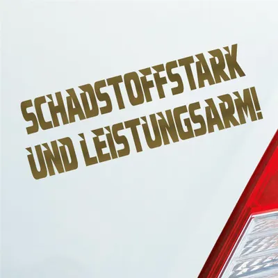 Produktbild von Auto Aufkleber Schadstoffstark und Leistungsarm Auto JDM 15x5 cm Gold Sticker Heckscheibenaufkleber