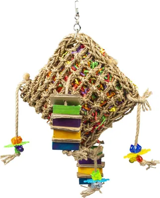 Produktbild von Vogelspielzeug Snackbeutel aus natürlichem Seegras, zum Verstecken von Leckerlis, 43x28x10 cm