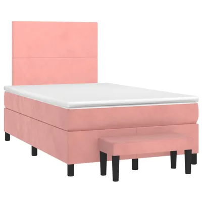 Obrázok produktu pre Boxspring posteľ s matracom, ružová 120x190 cm, zamat