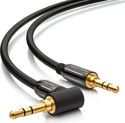 Produktbild von deleyCON 0,5m Klinkenkabel 3,5mm AUX Kabel Stereo Audio Kabel Klinkenstecker 1x 90° gewinkelt für PC Laptop Handy Smartphone Tablet KFZ HiFi-Receiver - Schwarz