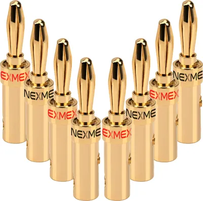 Produktbild von Bananenstecker 4mm schraubbar 8x Stecker vergoldet NEXMEX für Lautsprecherkabel