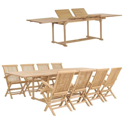 Produktbild von 9-tlg. Garten-Essgruppe 180-280 x 100 x 75 cm Teak Massivholz