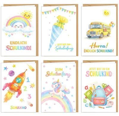 Image de Cartes d'inscription scolaires, lot de 6, format A6, avec enveloppes