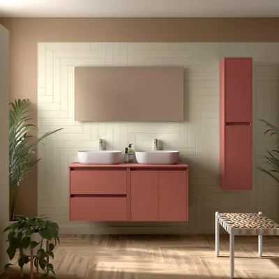 Produktbild von Badezimmermöbel BALTIC 1200 2 TÃ1/4ren und 2 Schubladen RED SATIN + Waschtisch-Platte