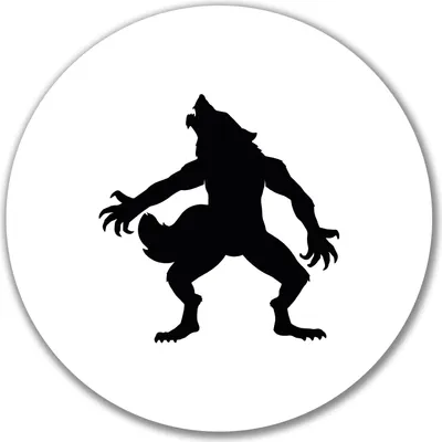Produktbild von Huuraa Aufkleber Werwolf Silhouette 10cm rund Sticker Geschenkidee