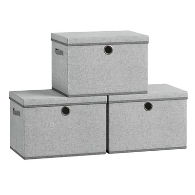 Produktbild von SONGMICS Aufbewahrungsboxen 3er-Set, Ordnungsbox, stapelbar mit Griffen, 43 x 30 x 30 cm, hellgrau