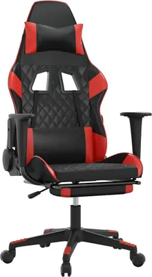 Produktbild von vidaXL Gaming-Stuhl mit Massage & Fußstütze Schwarz & Rot Kunstleder