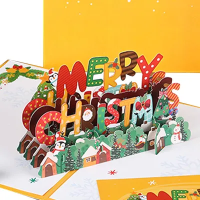 Produktbild von Fröhliche Weihnachten! Pop-up-Karte, handgefertigte 3D-Pop-up-Grußkarte, Geschenk für Weihnachten oder die Feiertage, inklusive Umschlag und Grußkarte.