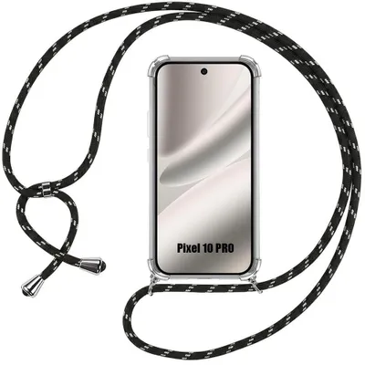 Image de Coque pour Google Pixel 10 Pro, Protection Renforcée TPU Antichoc Transparent avec Cordon Noir