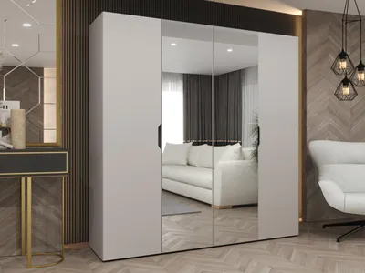 Produktbild von MIRJAN24 Kleiderschrank Malaga 200 mit Spiegel, Kleiderschrank, Garderobe (Farbe: Cashmere, Größe: 200 cm)
