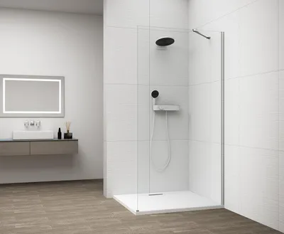 Produktbild von Polysan ESCA CHROME Dusch-Glasteil, Wandmontage, Klarglas, 700 mm
