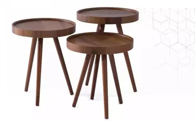 Zdjęcie produktu dla Beistelltisch 3х rund Dekotisch Lampentisch Sofatisch Tisch Holz braun