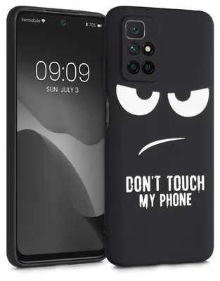 Produktbild von kwmobile Hülle kompatibel mit Xiaomi Redmi 10 (2021 / 2022) - Handyhülle Silikon Case - Don't touch my Phone Weiß Schwarz