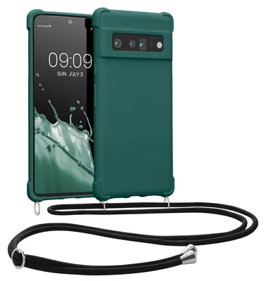 Produktbild von kwmobile Necklace Case kompatibel mit Google Pixel 6 Pro Hülle - Cover mit Kordel zum Umhängen - Silikon Schutzhülle Petrol