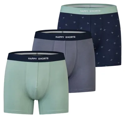 Immagine prodotto di Happy Shorts Boxer da uomo, confezione da 3 - Retro Jersey, Logobund Palms 2 L