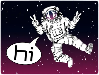 Produktbild von Astronaut im Weltall mit Peace-Zeichen witziges Metallschild XXL in 28x38 cm