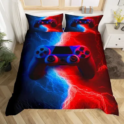 Zdjęcie produktu dla Komplet pościeli, 155x220 cm, 2-częściowy, mikrofibra, kolor: czerwony, niebieski, wielokolorowy