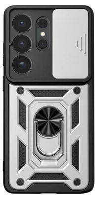 Produktbild von Avizar, Hülle mit Ringhalter und Kameraschiebeschutz für Galaxy S26 Ultra, Silber