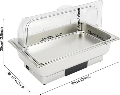 Produktbild von Buffetwärmer - Elektrischer Speisenwärmer - 600 W - Edelstahl - Display und Temperaturregelung - Kapazität >5 L - Hellgrau