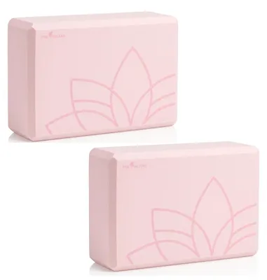 Produktbild von Yogablock 2er Set, Yoga Klötze, Yogawürfel, für Yoga Gymnastik Fitness Stretching Pilates, rutschfester, stabiler, leichter, griffiger, Rosa