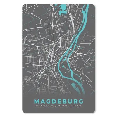 Produktbild von MuchoWow® Mauspad Mousepad Blau - Deutschland - Karte - Stadtplan - Magdeburg 18x27 cm - Mousepads - Maus Mat - Pad - Mausunterlage