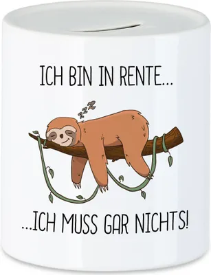 Produktbild von Ich bin Rentner und muss gar nichts Spardose Lustig Spruch Ironie Faultier Geschenkidee Ruhestand Rente Abschied