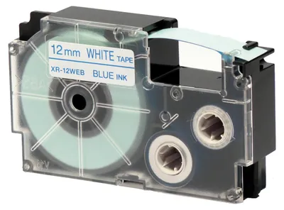 Produktbild von Casio Schriftband XR-12 WEB 12mm, Blau auf Weiß