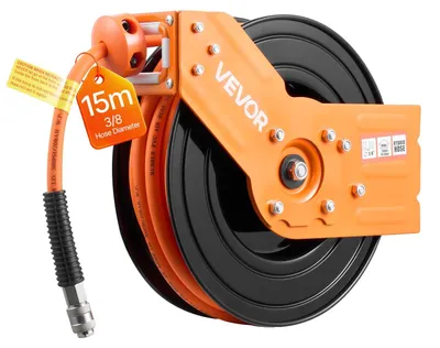Obrázek produktu pro VEVOR naviják na stlačený vzduch, 15 m x 3/8 palce hybridní hadice na stlačený vzduch, naviják na hadici 20 bar, automatické navíjení hadice s 1,52 m přívodním kabelem, 180° otočný držák na strop/stěnu