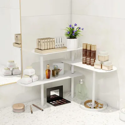 Immagine prodotto di Omgoods - Organizer angolare regolabile per la cucina - Scaffale metallico per alimenti con 3 ripiani