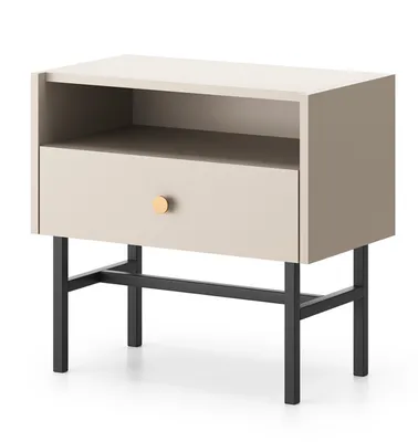 Produktbild von AX LIVING Nachttisch mit Schublade Dinley 55 cm Beige matt auf Metallgestell