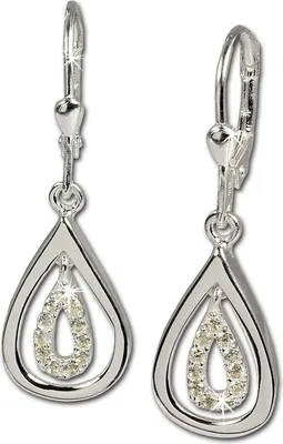 Productafbeelding van SilberDream oorbellen voor dames, zilver 925, wit, druppelvorm met zirkonia, model SDO325