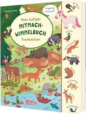 Obrázok produktu pre Mein lustiges Mitmach-Wimmelbuch: Tierfamilien
