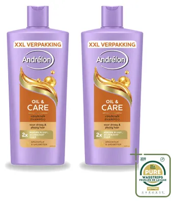 Zdjęcie produktu dla 2 sztuki szamponu Andrélon Oil & Care do włosów suchych i kręconych, pojemność 685 ml - zestaw ekonomiczny