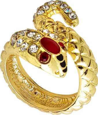 Produktbild von Ring "Schlangen mit Strass" | Gold Rot - Schmuck Cleopatra Kostüm