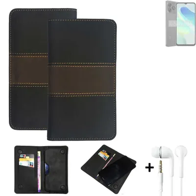 Produktbild von K-S-Trade Handyhülle + Kopfhörer kompatibel mit UMIDIGI G5C Schutzhülle Walletcase Bookstyle Tasche Schutz Case Hülle Wallet Cover Kunstleder