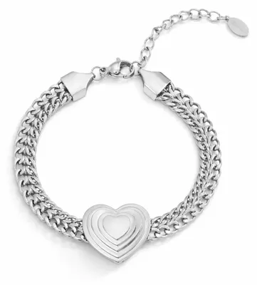 Immagine prodotto di Bracciale vistoso a maglie Cuore color argento Amore Romanticismo Yehwang