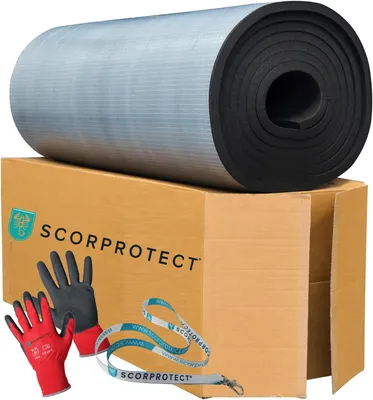 Produktbild von Scorprotect® Kautschuk Platte selbstklebend 19 mm in original Qualität + rote Handschuhe CAT2 + Scorprotect® Schlüsselband : Isolierstärke 19 mm, 1000 x 6000 mm Isolierstärke: Isolierstärke 19 mm, 1000 x 6000 mm