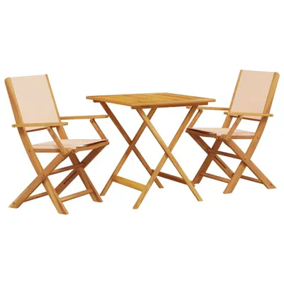 Produktbild von vidaXL 3-tlg. Bistro-Set Beige Stoff und Massivholz
