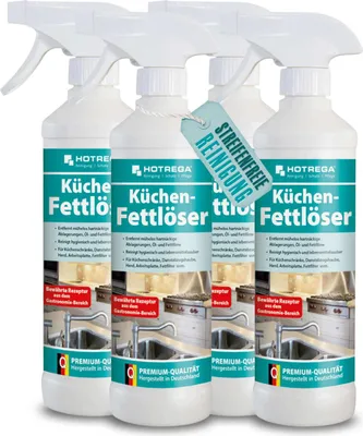 Produktbild von HOTREGA Küchen Fettlöser 500ml - Fettreiniger, Küchenreiniger, Fettentferner, Arbeitsplattenreinger, Herdreiniger