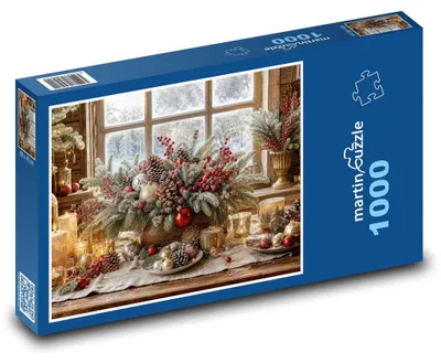 Produktbild von Puzzle 1000 Weihnachtstisch mit Kerzen - martinpuzzle