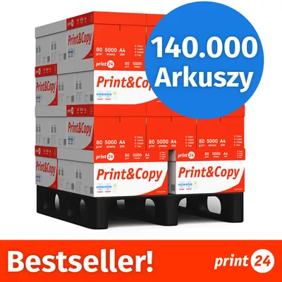 Zdjęcie produktu dla NOWOŚĆ: print24 Papier do drukarek i kopiarek, 140000 arkuszy, 28 x 5000, A4, Premium, ekstra biały, CIE 160, Zwycięzca testów, Certyfikat PEFC