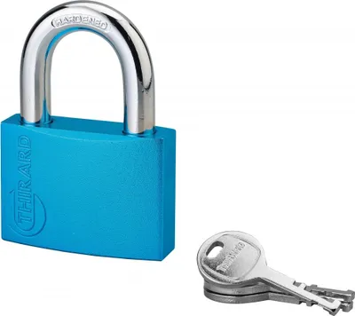 Image de Cadenas à clé Colorful, laiton, intérieur, anse acier, 60mm, 3 clés - THIRARD